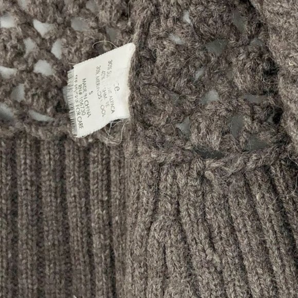 Vince Brown Knit Crochet Wool Blend Long Sleeve Cardigan Sweater - Picture 3 of 6